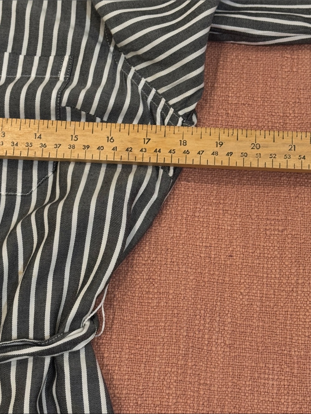 Black White Striped Shirt Dress - midi with fabric belt - Picture 7 of 16